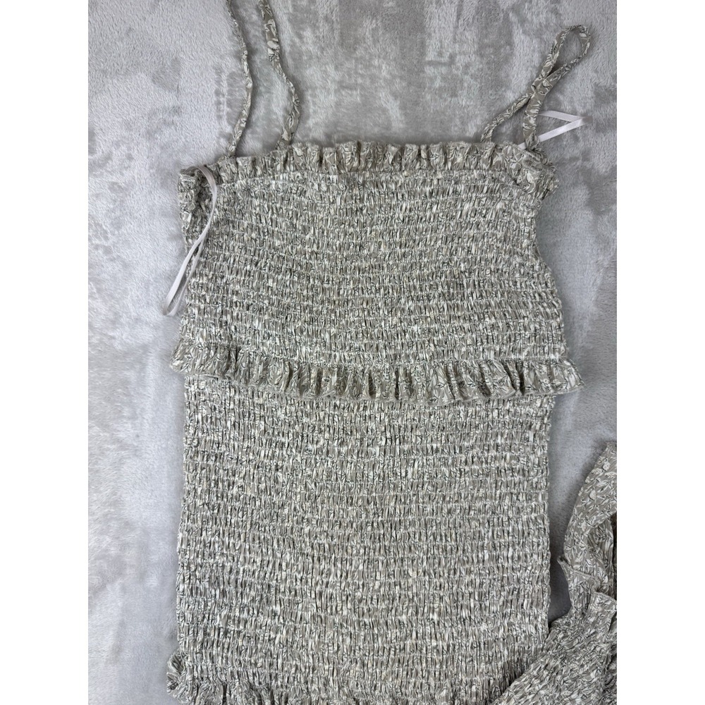 Mable Floral Smocked Midi Dress Medium M Tiered Ruffle Boho Spaghetti Strap Gray - Picture 4 of 13